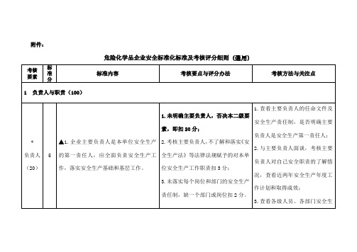 危险化学品企业安全标准化标准及考核评分细则