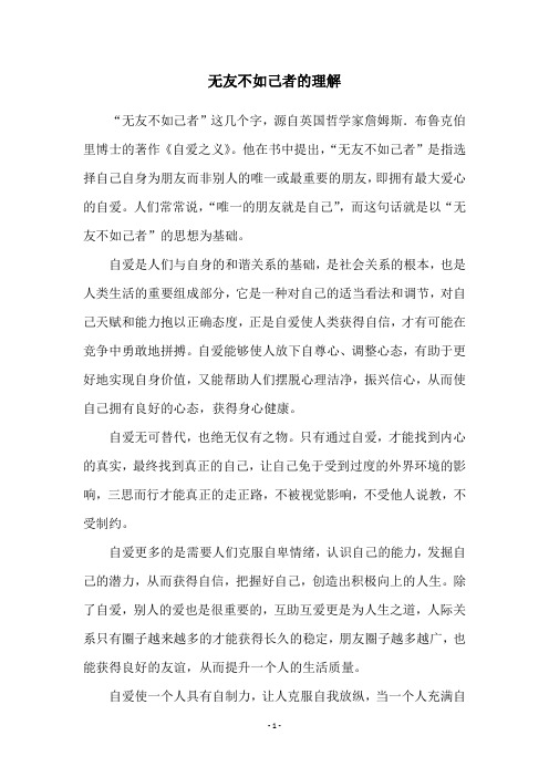 无友不如己者的理解