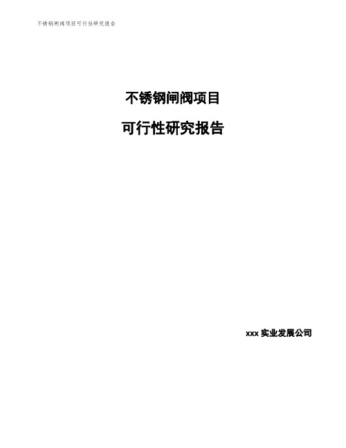 不锈钢闸阀项目可行性研究报告