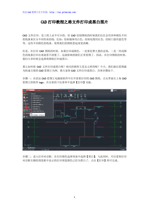 CAD打印教程之将文件打印成黑白图片