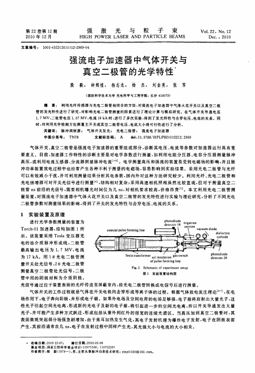 强流电子加速器中气体开关与真空二极管的光学特性