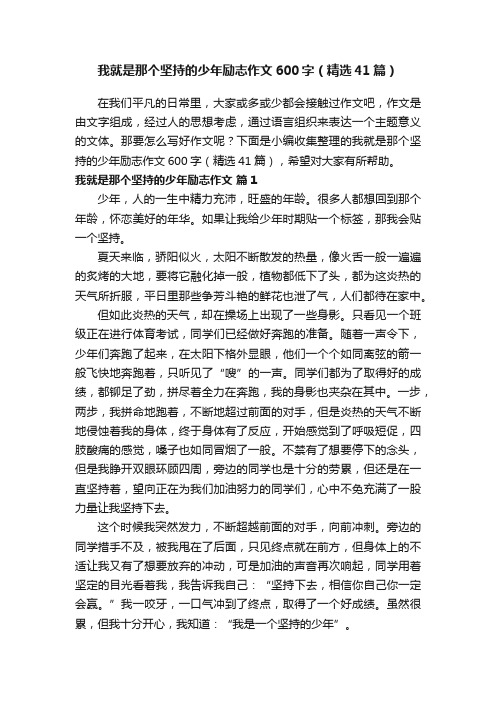 我就是那个坚持的少年励志作文600字（精选41篇）