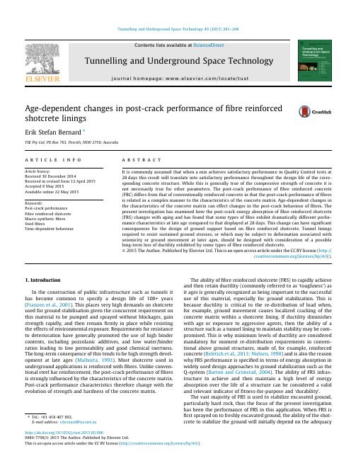 Age-dependent changes in post-crack performance of fibre reinforced shotcrete linings