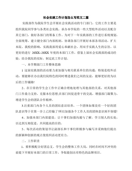 社会实践工作计划怎么写范文二篇