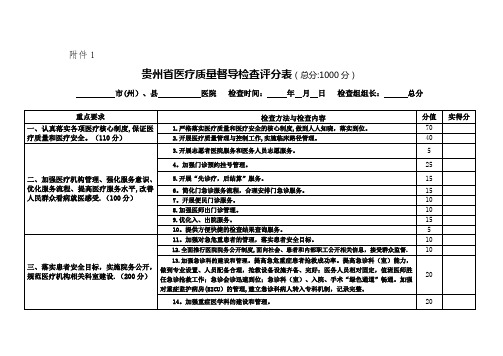 贵州省医疗质量督导检查标准