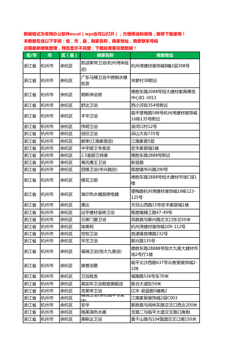 2020新版浙江省杭州市余杭区卫浴工商企业公司商家名录名单黄页联系电话号码地址大全239家