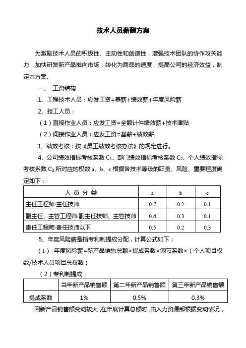 【13】技术人员薪酬方案