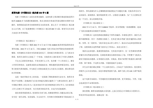 爱国电影《中国机长》观后感300字5篇