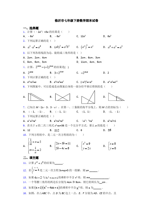 临沂市七年级下册数学期末试卷