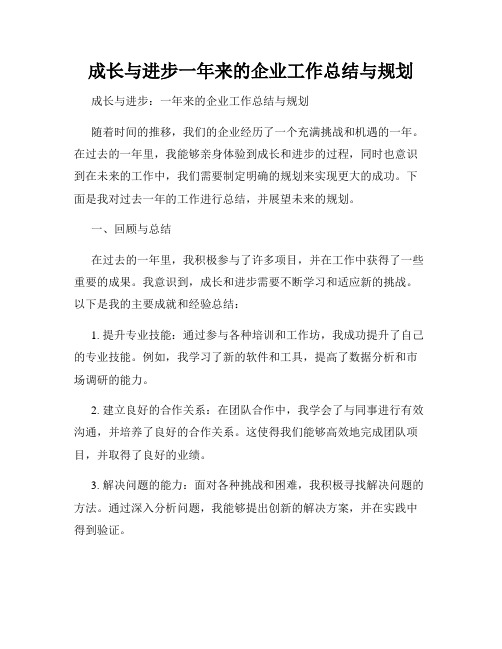 成长与进步一年来的企业工作总结与规划