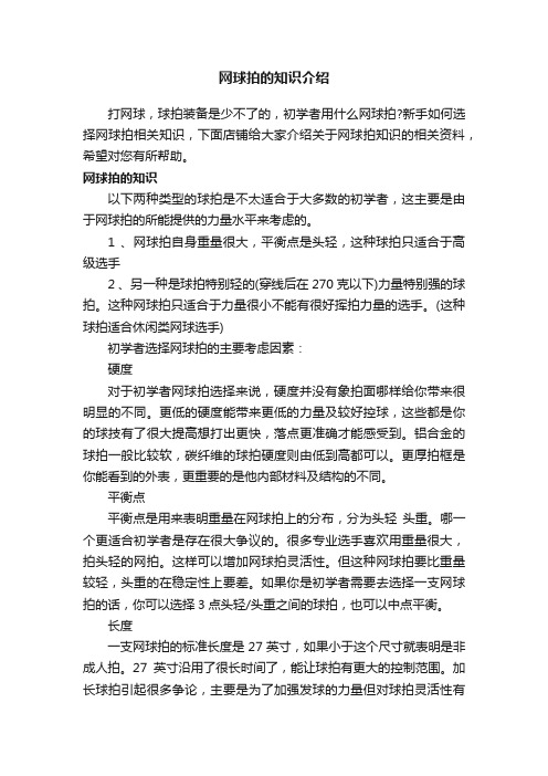 网球拍的知识介绍