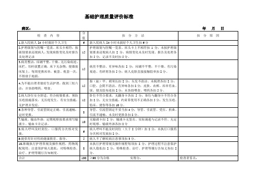 基础护理质量评价标准