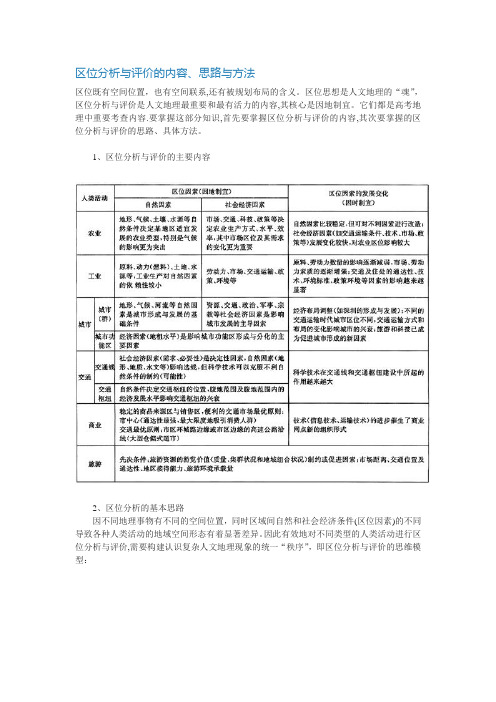 区位分析与评价的内容