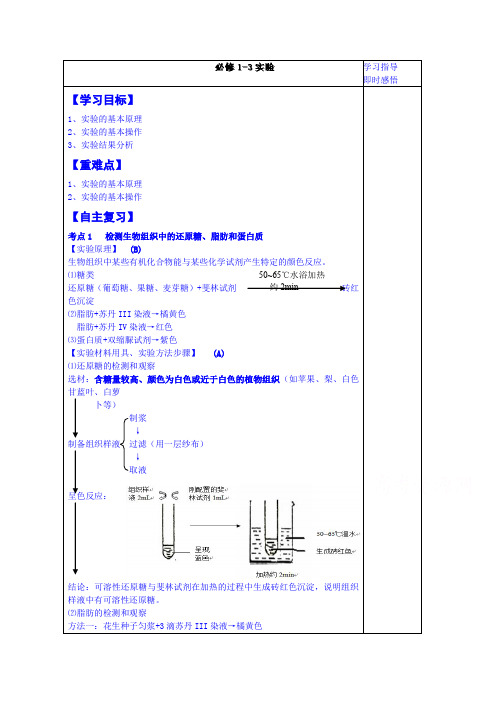 山东省泰安市肥城市第三中学生物高中人教版学案选修三：生物实验 复习学案