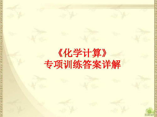 化学计算专题答案详解