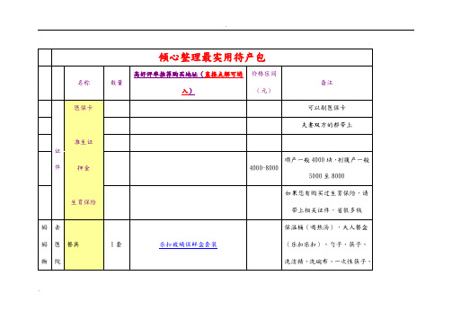 怀孕待产最新最全待产包购买物品清单