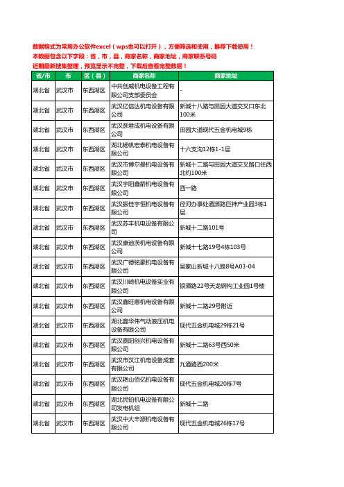 2020新版湖北省武汉市东西湖区机电科技有限公司工商企业公司商家名录名单黄页联系电话号码地址大全70家