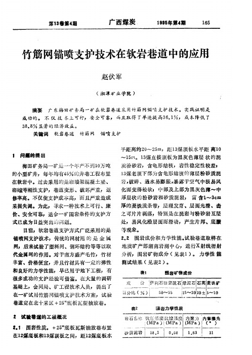 竹筋网锚喷支护技术在软岩巷道中的应用