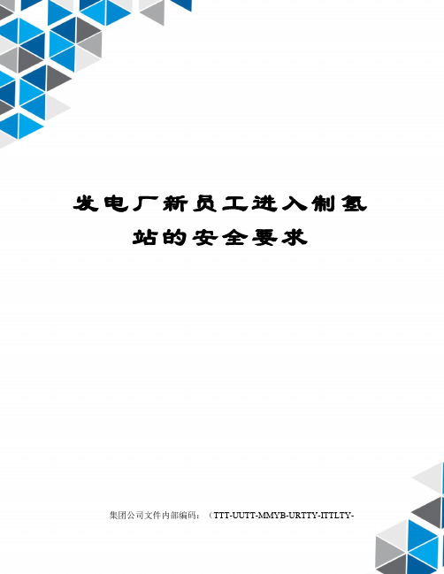 发电厂新员工进入制氢站的安全要求