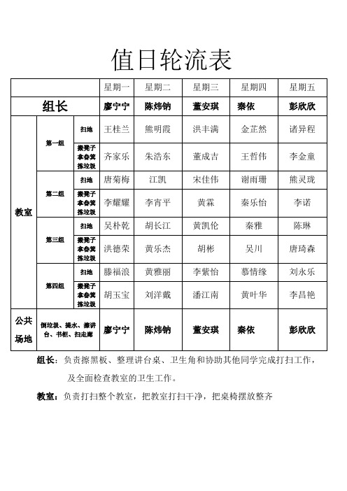 值日轮流表一(2)下