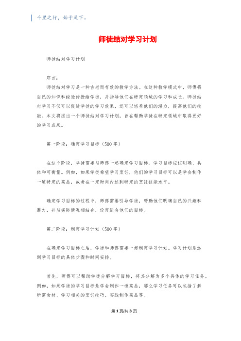 师徒结对学习计划