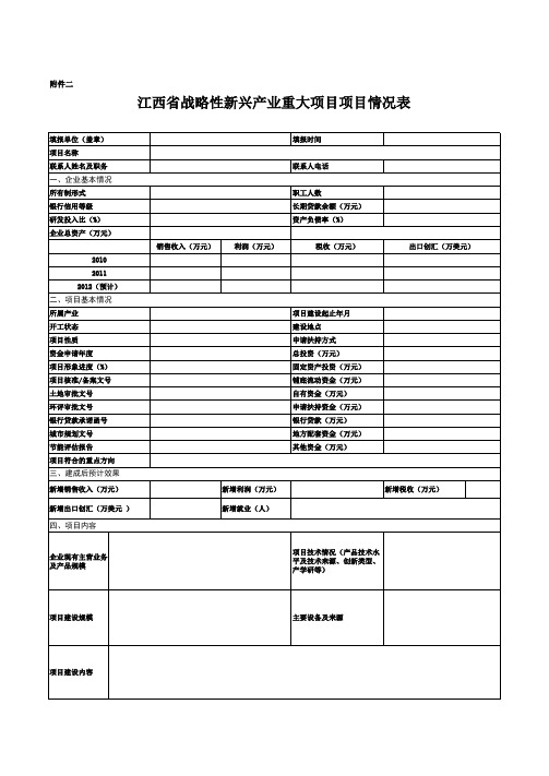 江西省重大项目申请表