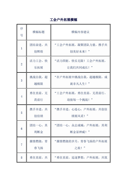 工会户外拓展横幅