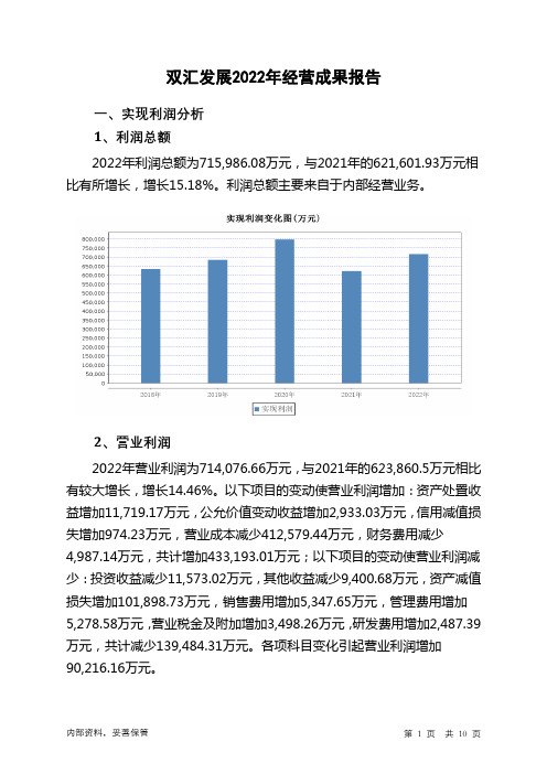 000895双汇发展2022年经营成果报告