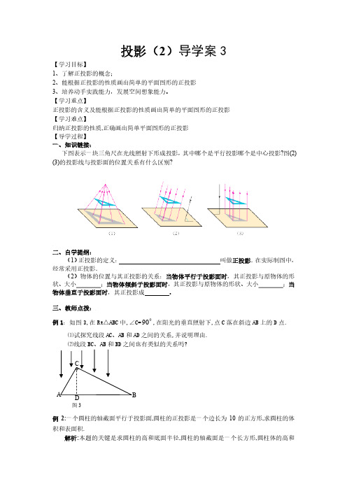 初中数学-投影导学案及单元测试卷