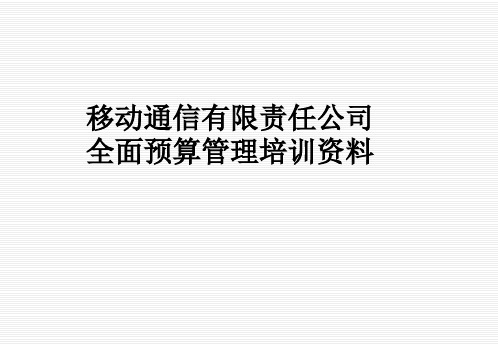 移动通信有限责任公司全面预算管理培训资料