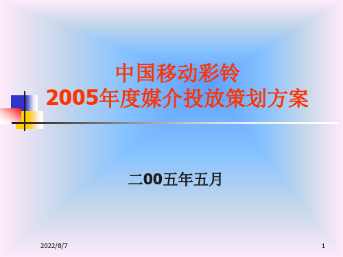 中国移动彩铃某年度媒介投放策划方案