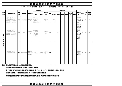 电气工程学院硕士研究生课表