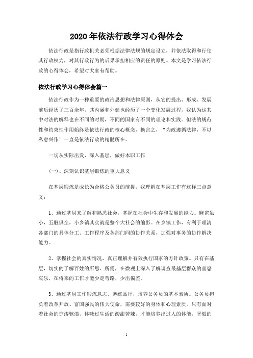 依法行政学习心得体会