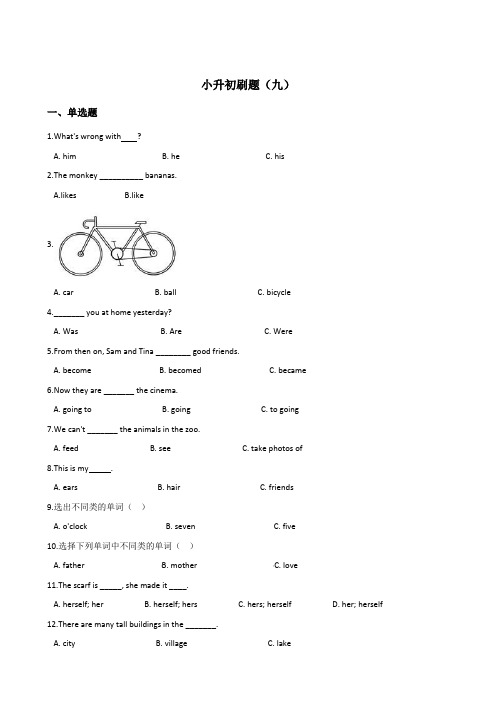 六年级下册英语试题--小升初刷题(九)牛津上海版 含答案