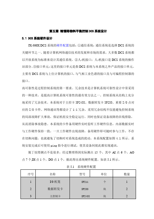 第五章-精馏塔物料平衡控制DCS系统设计(DOC)教学文稿