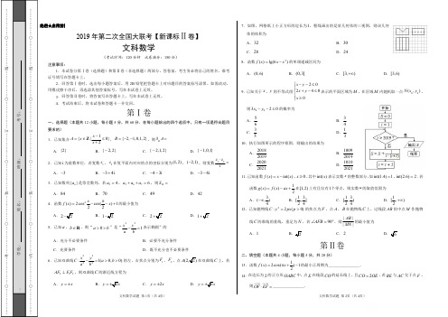 2019年4月2019届高三第二次全国大联考(新课标Ⅱ卷)文数卷(考试版)