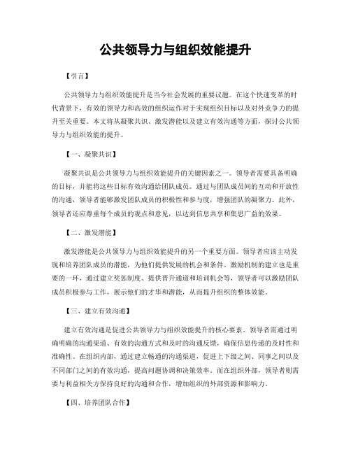 公共领导力与组织效能提升