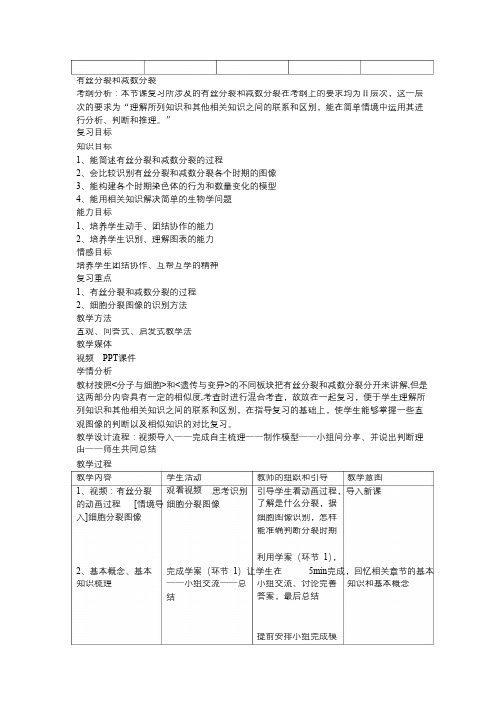 有丝分裂和减数分裂教案