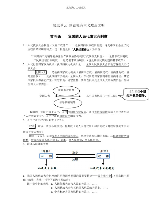 必修二政治生活第三单元第五六课知识点归纳(新教材)精华