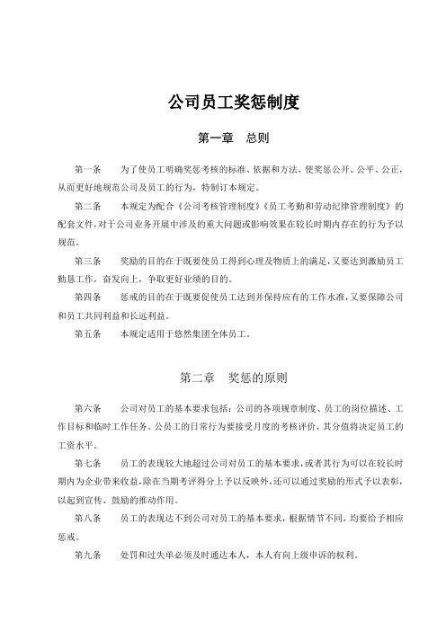 公司员工奖惩制度大全