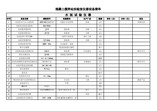 混凝土搅拌站实验室仪器设备清单