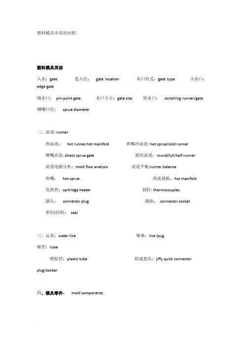 塑料模具行业专业术语中英文对照