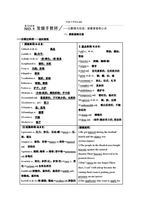 2020高考英语新增分方案大一轮人教新课改省份专用讲义：必修5Unit5Firstaid含答案