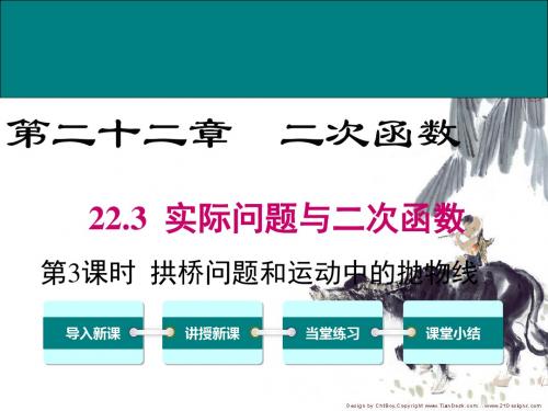 新人教九年级数学上册22.3 第3课时  拱桥问题和运动中的抛物线