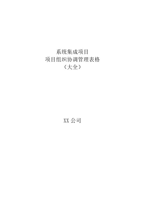 11系统集成项目项目组织协调管理表格大全