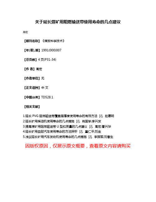 关于延长煤矿用阻燃输送带使用寿命的几点建议