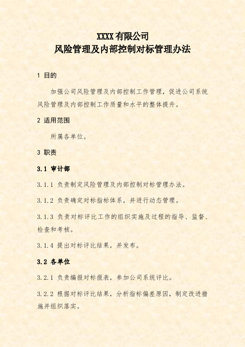 公司风险管理及内部控制对标管理办法