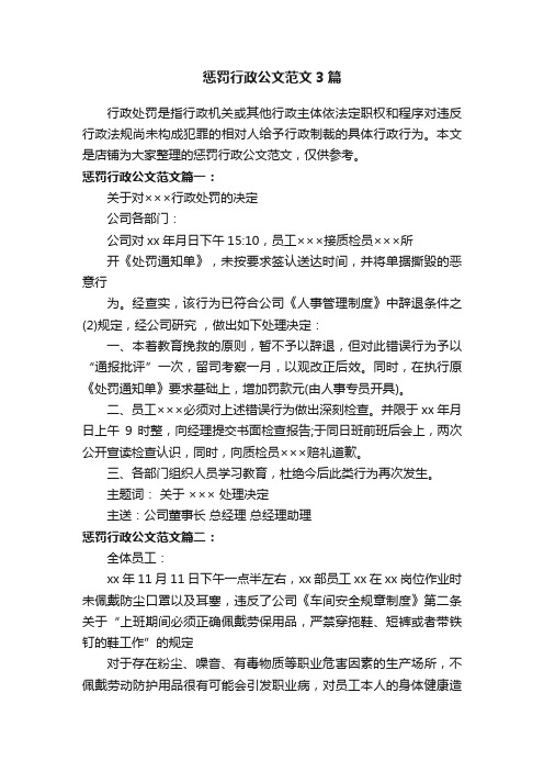 惩罚行政公文范文3篇