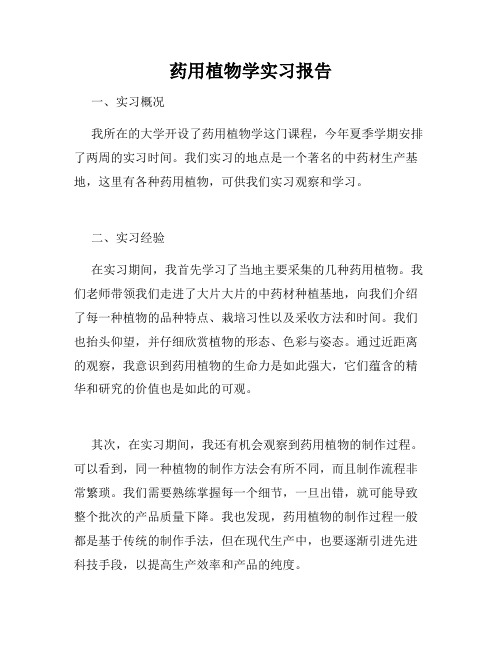 药用植物学实习报告