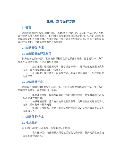 盐湖开发与保护方案